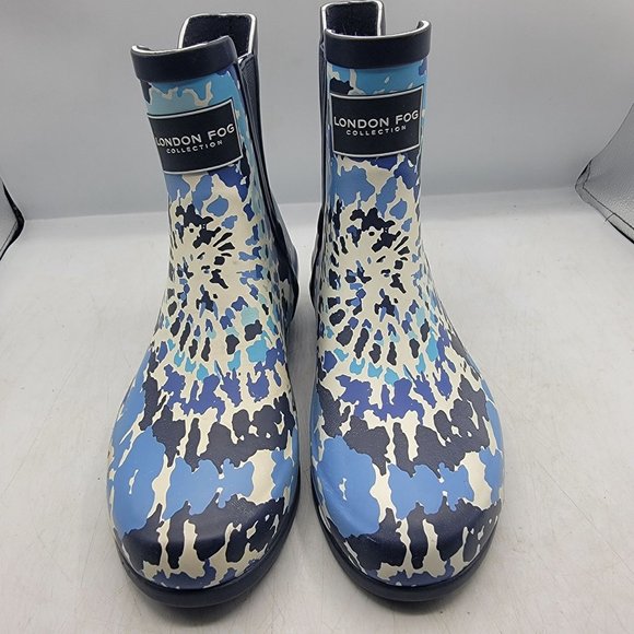 London Fog Collection Piccadilly Womens 6 Blue Tie Dye Rain Boots Outdoors - Picture 2 of 13